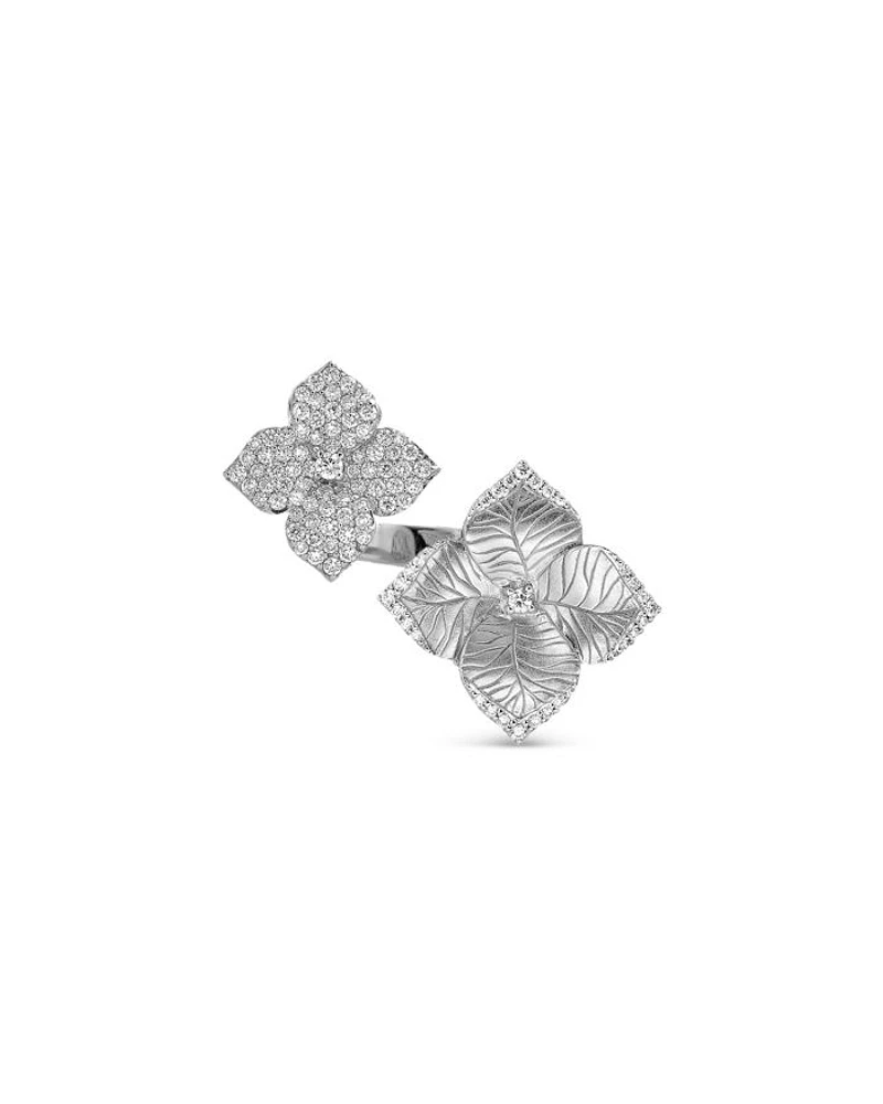 18K White Gold Double Oro Fiore Ring with Diamonds, 0.94 tcw