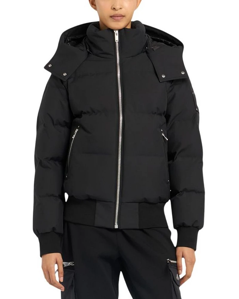 Cloud Shearling Trim Down Bomber Jacket