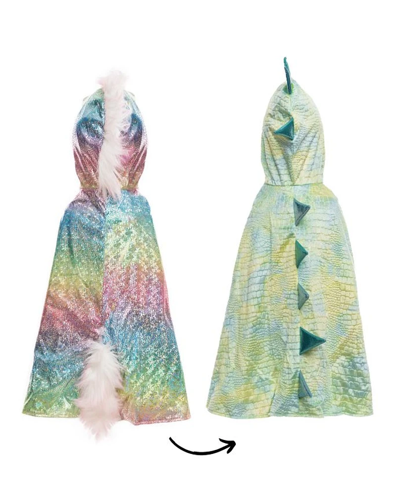 Rainbow Reversible Unicorn Dragon Cape- Ages 3-6 Years