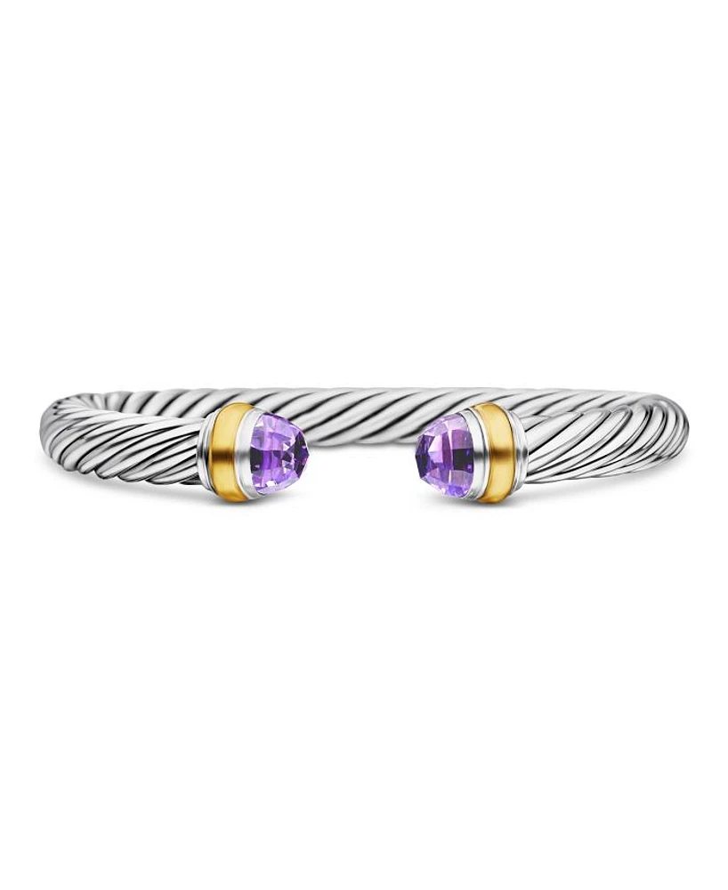 Cable Classics Bracelet with Gemstones, 14K Yellow Gold & Sterling Silver, 7mm
