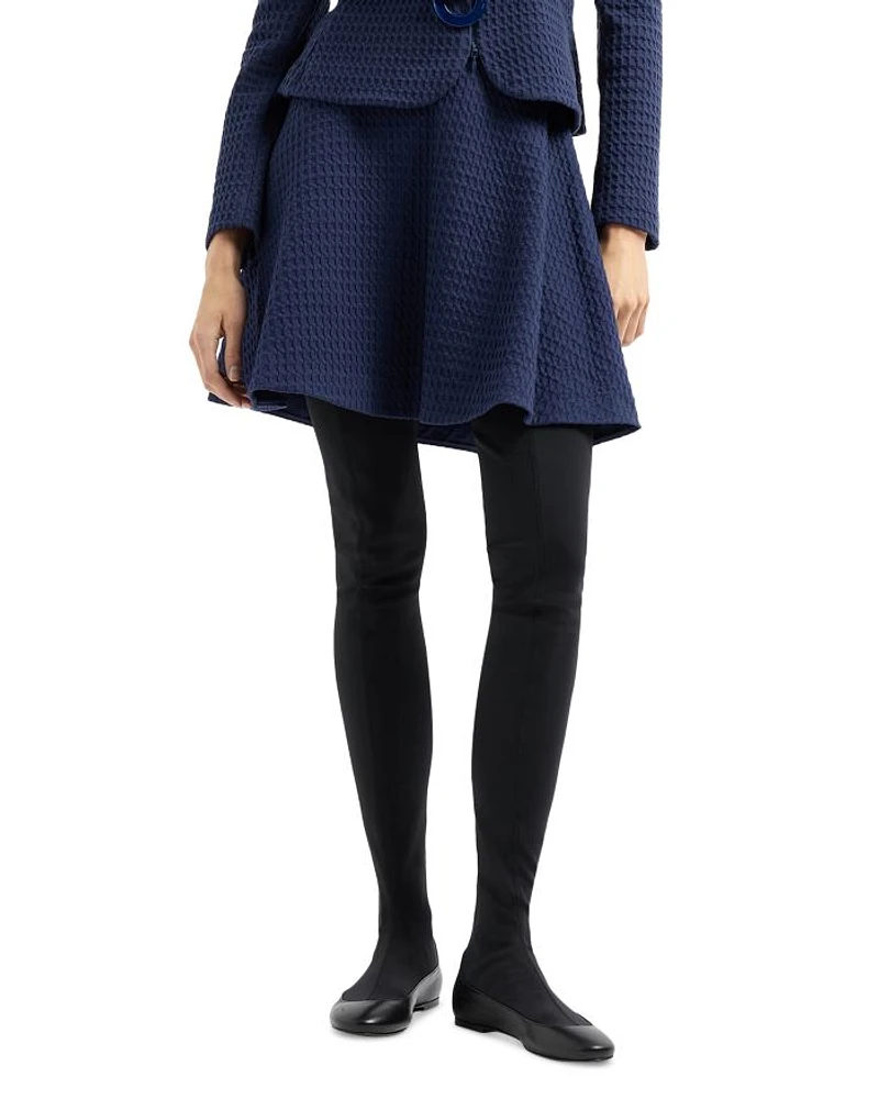 Waffle Effect Knit Flared Skirt