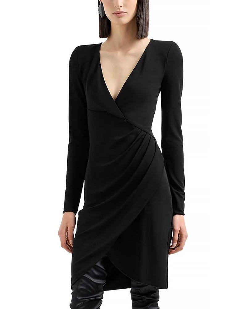 Opaque Crepe Wrap Effect Dress