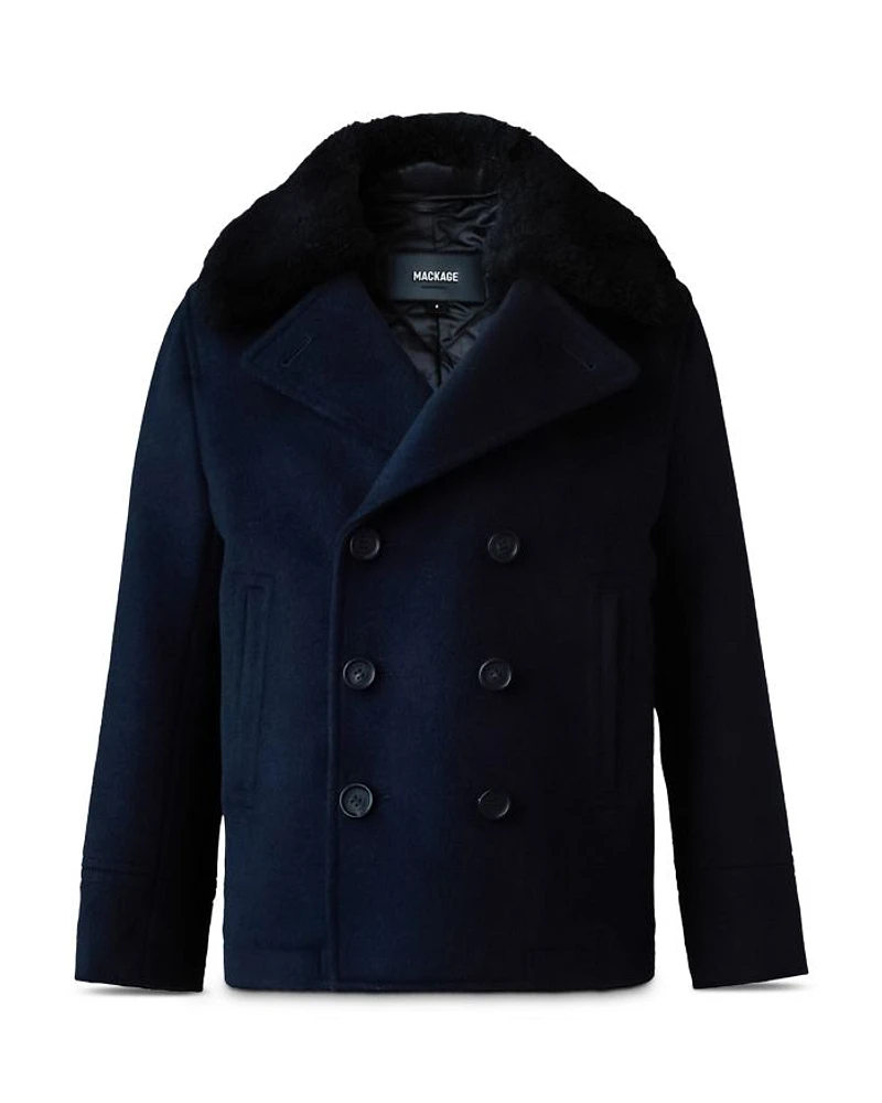 Unisex Camden Wool Blend Shearling Collar Peacoat - Big Kid