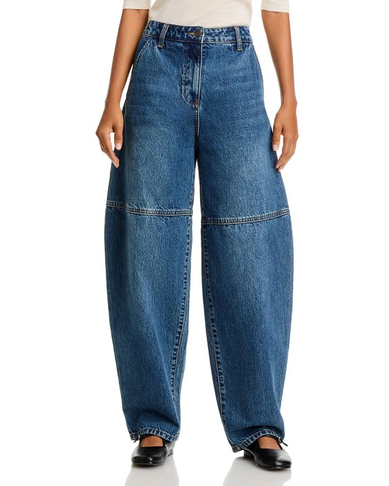 High Rise Barrel Jeans Indigo