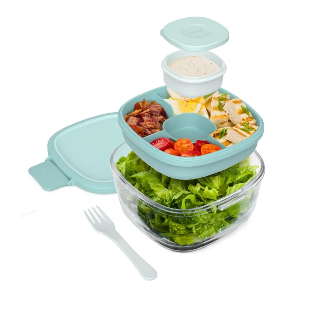 Glass Leak Proof Salad Container