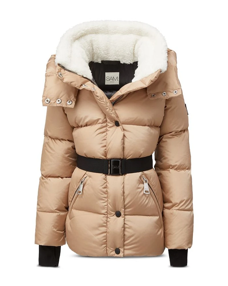 Girls' Romy Faux Sherpa Trim Hooded Down Jacket - Big Kid