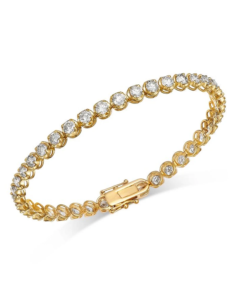 Crown Set Diamond Tennis Bracelet 14K Gold, 6.0 tcw