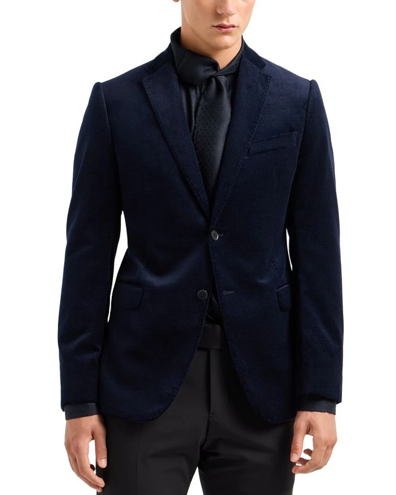 Cotton Velvet Check Slim Fit Blazer