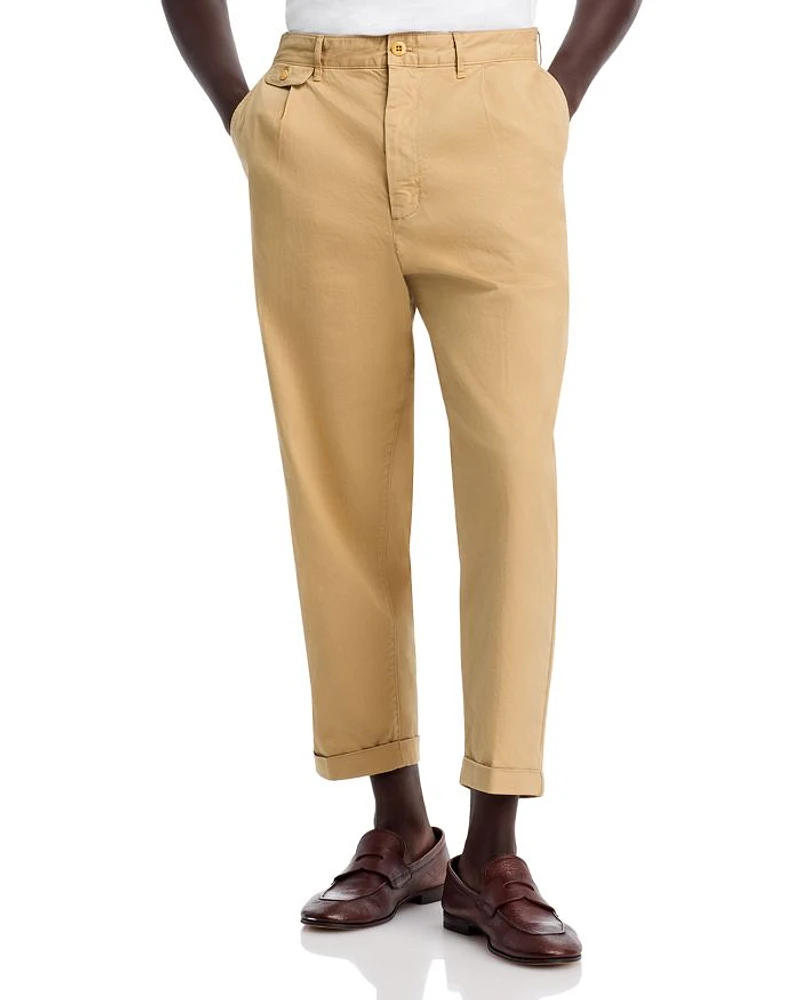 Pleated Cropped Chino Pants