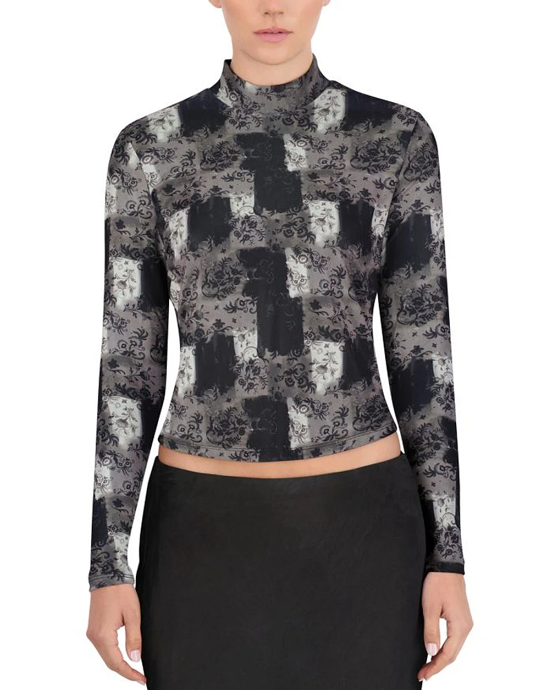 Mesh Mock Neck Top