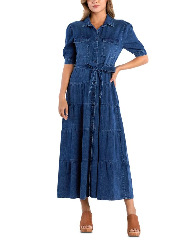 Lyla Tiered Denim Maxi Dress