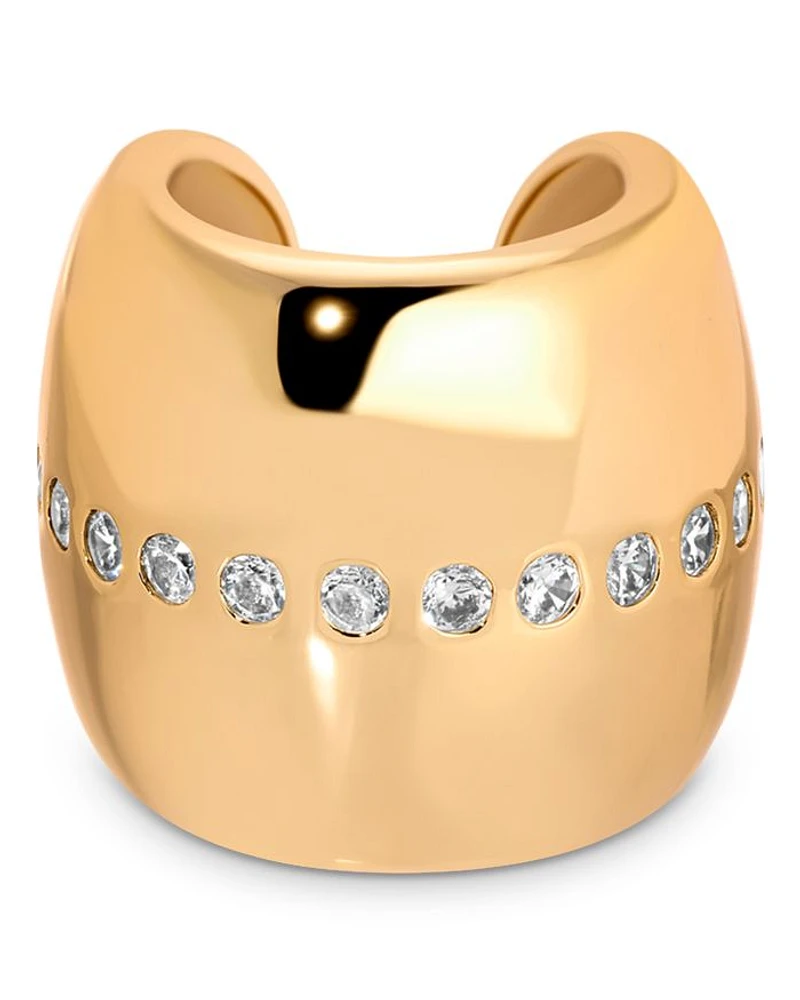 Center Crystal Line Single Chunky Ear Cuff