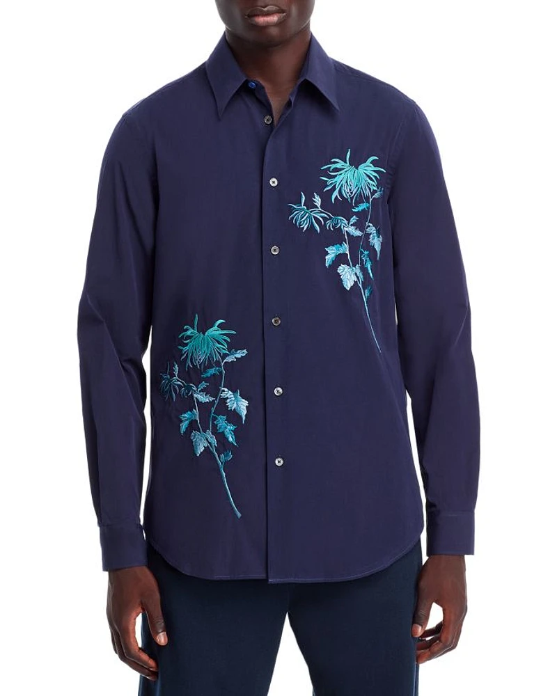 Embroidered Long Sleeve Button Front Shirt
