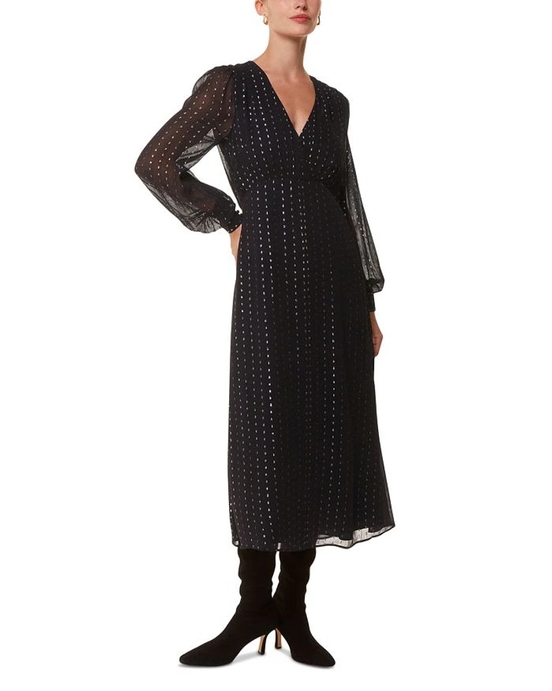 Metallic Stripe Midi Dress