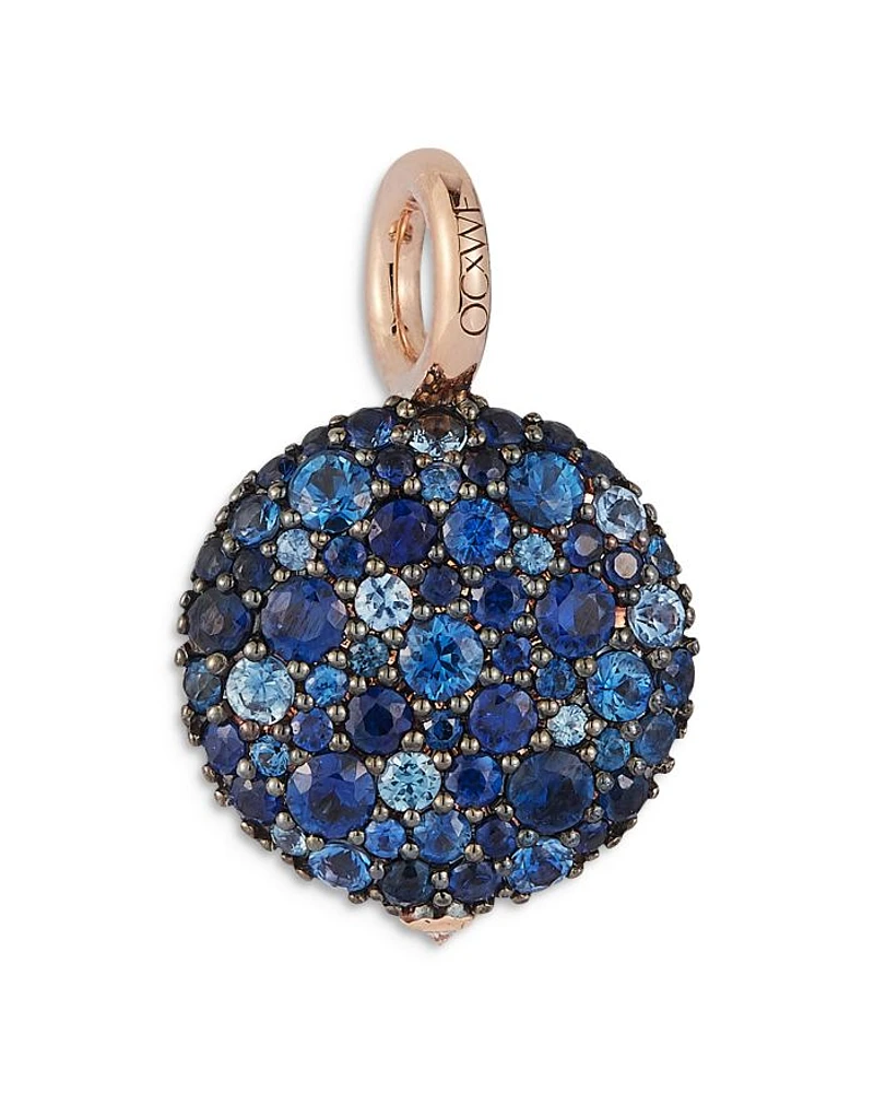 18K Rose Gold Blue Sapphire Cluster Chantecaille Pebble Locket Pendant