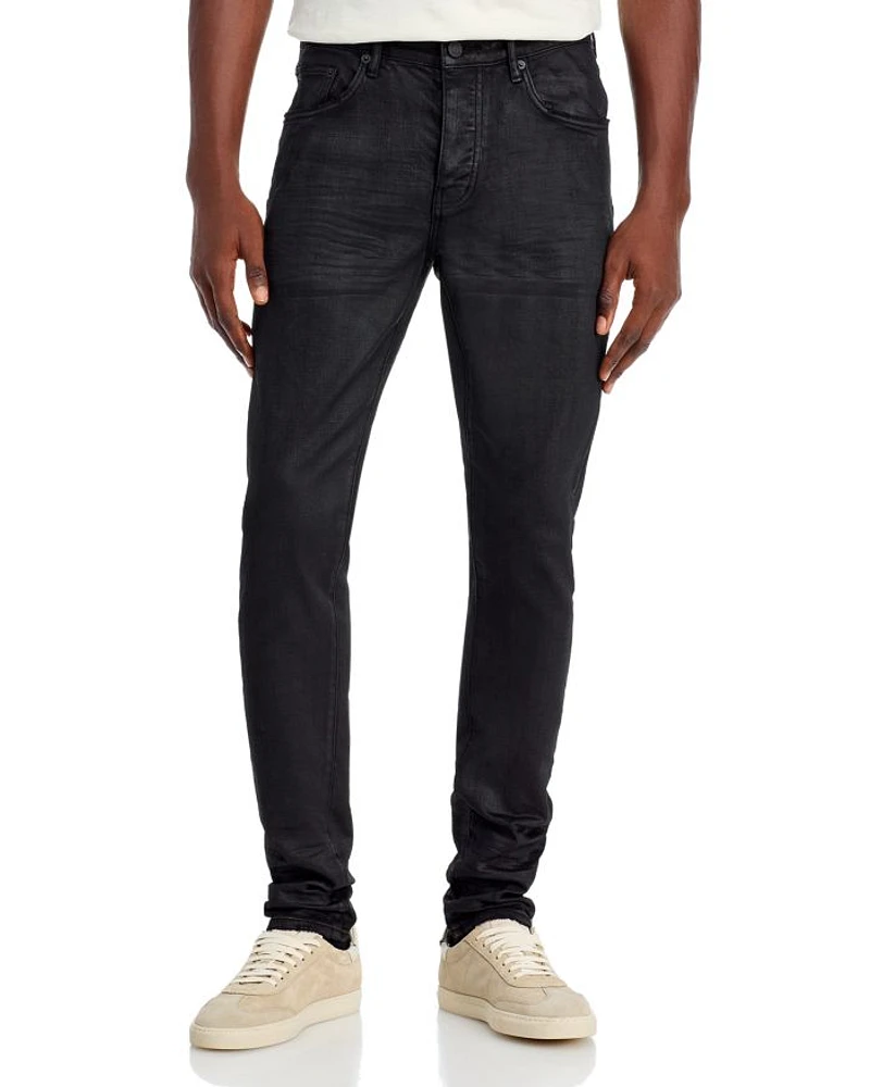 3-D Resin Skinny Fit Jeans Black Repair
