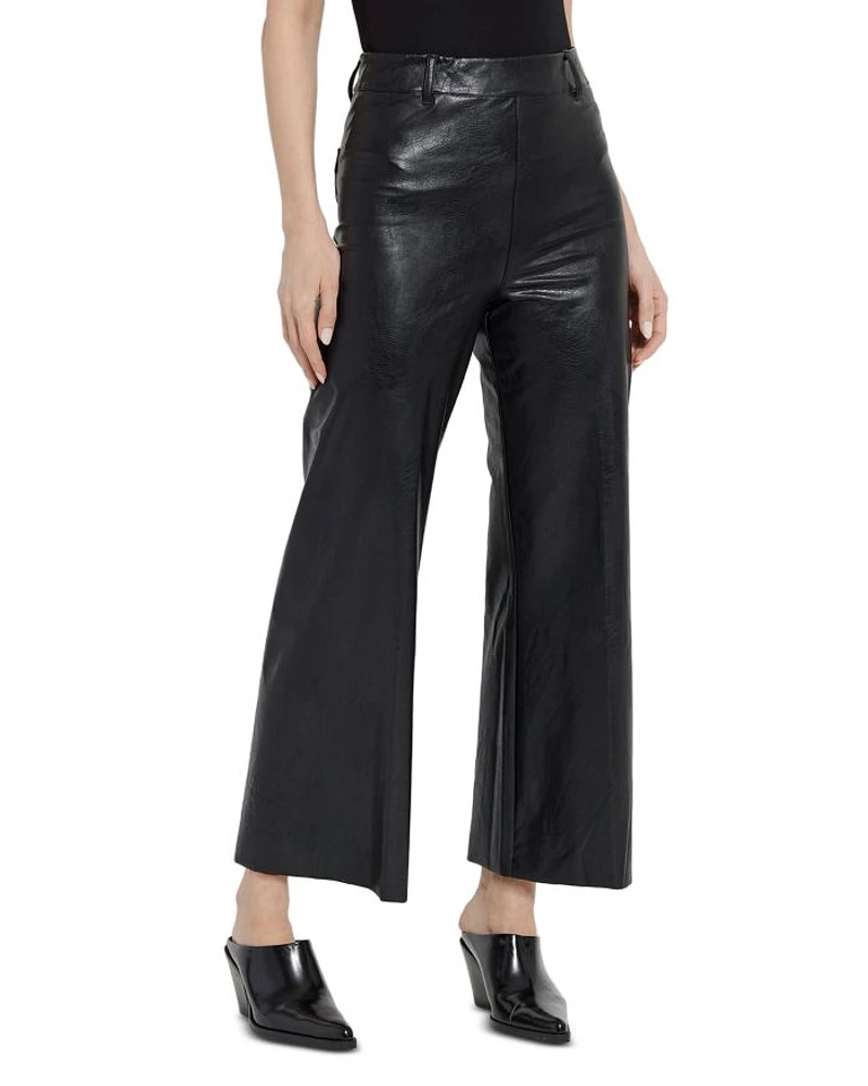 High Rise Faux Leather Cropped Pants