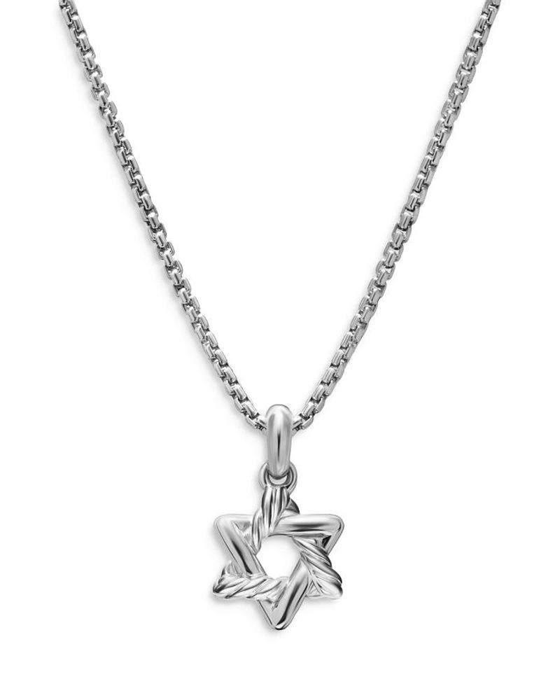 Star of David Pendant Necklace in Sterling Silver, 9.6mm