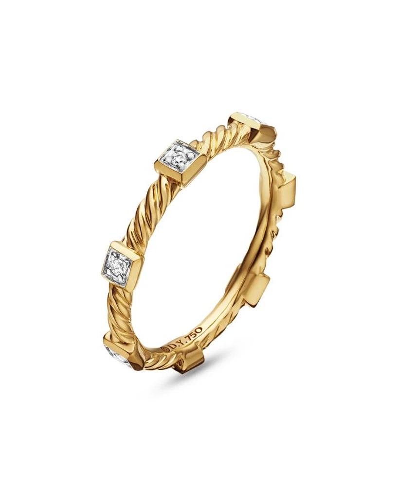 Cable Collectibles® Stations Stack Ring 18K Yellow Gold with Diamonds, 2mm