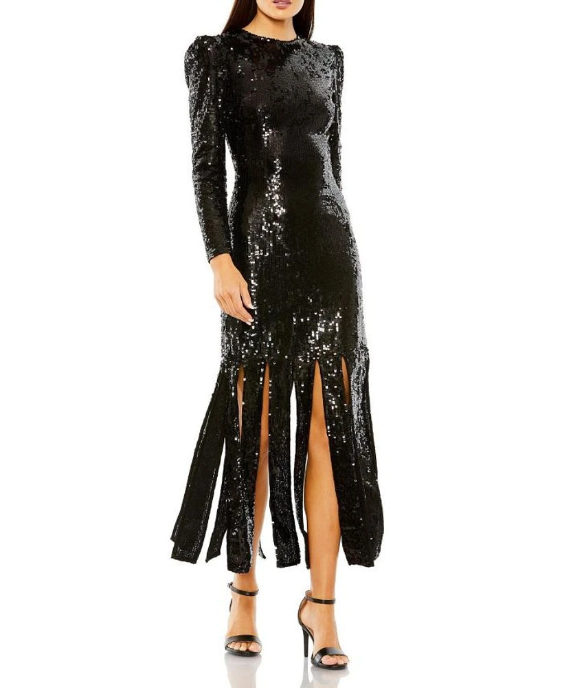Long Sleeve High Neck Carwash Panel Dress