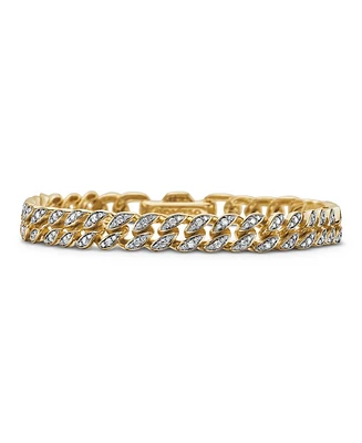 Curb Chain Bracelet in 18K Yellow Gold with Diamonds, 7mm