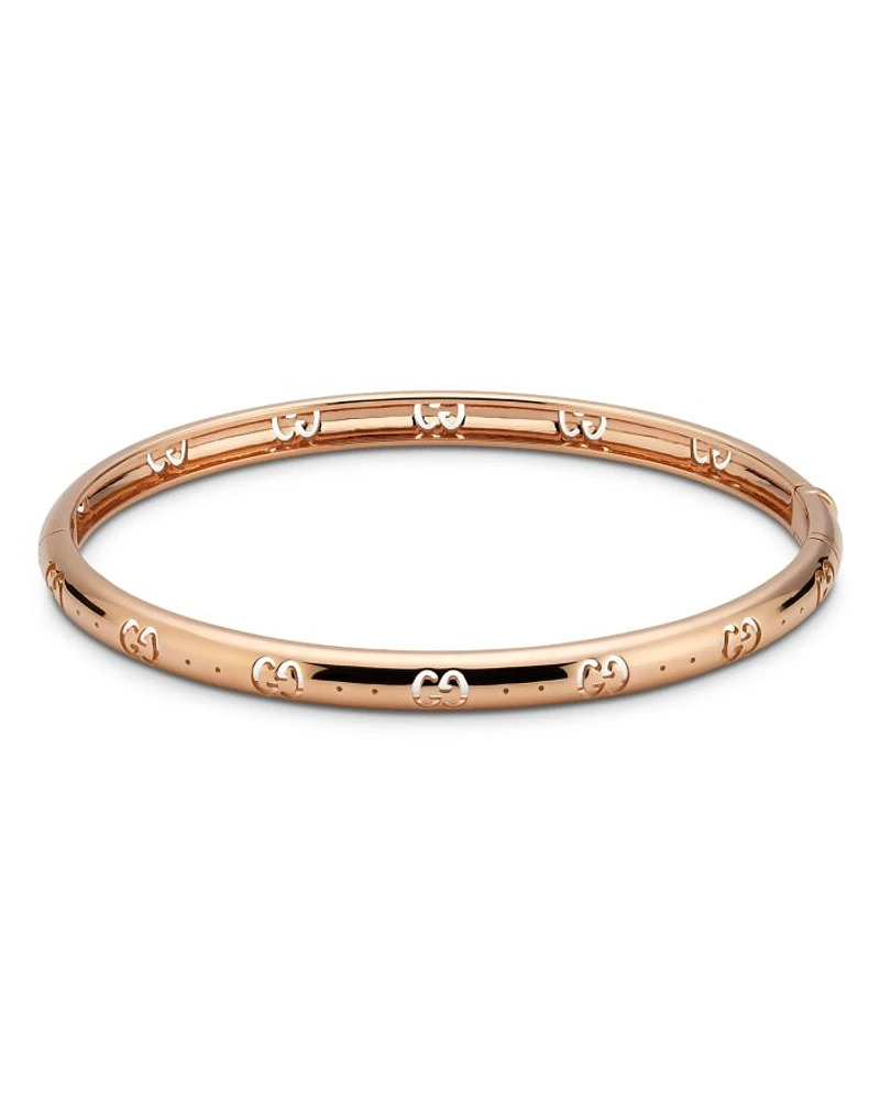 18K Rose Gold Icon Logo Double G Cut Out Bangle Bracelet