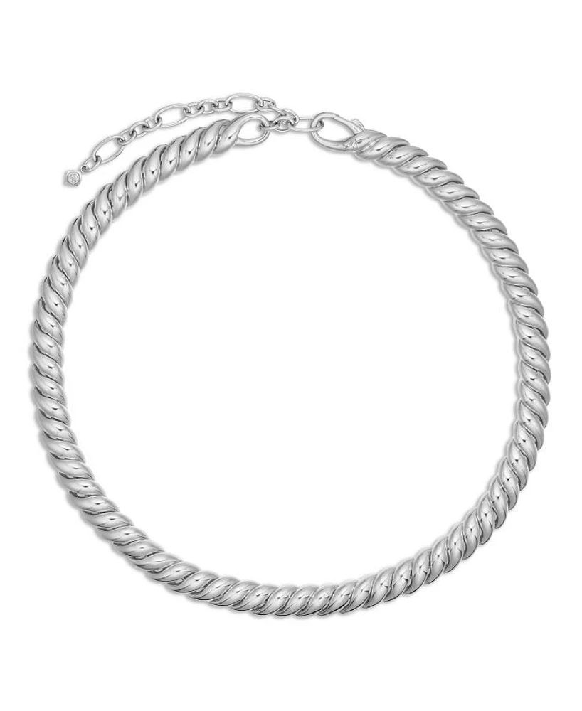 Sterling Silver Sculpted Cable Collar Necklace, 14.5-16"