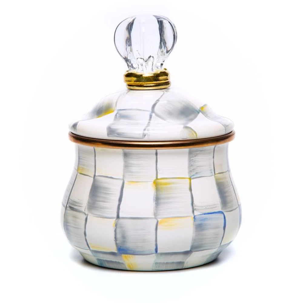 Sterling Check Lidded Sugar Bowl