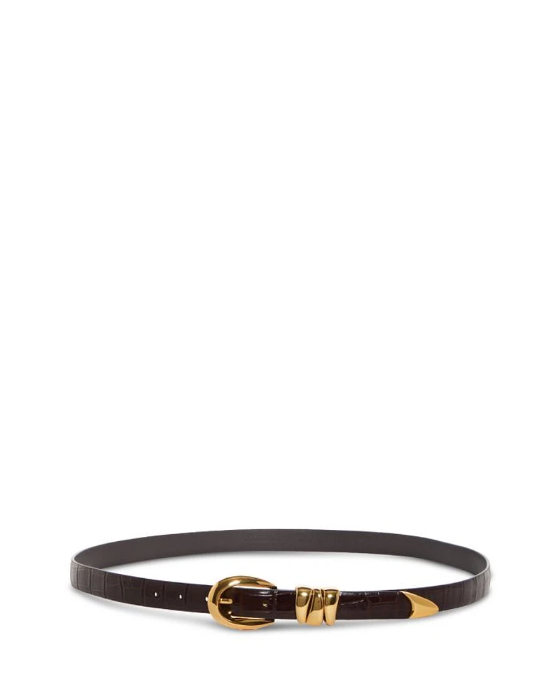 Women's Triple Keeper Snake Embossed Leather Belt