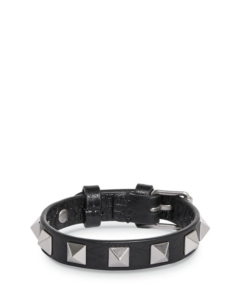 Stud Embellished Leather Bracelet