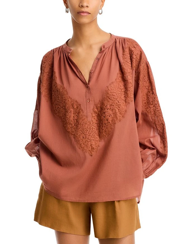 Elaine Lace Applique Top