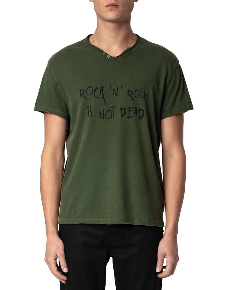 Monasti Cotton Rock 'N' Roll Graphic Henley