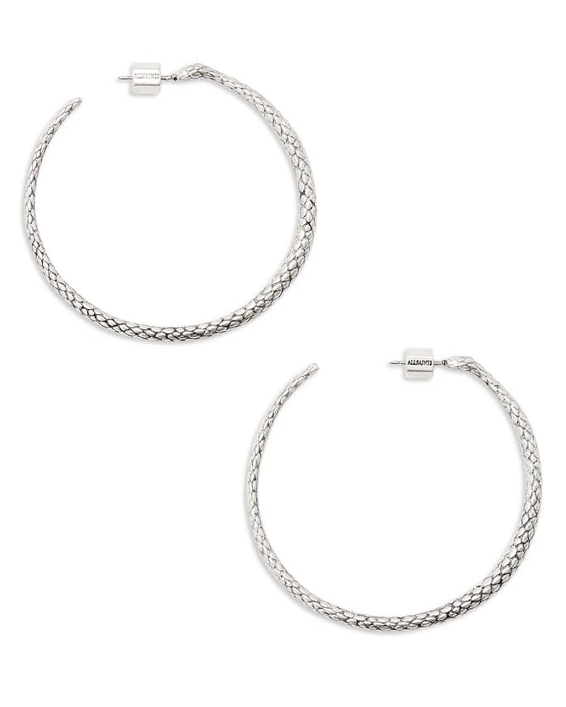 Serpent Hoop Earrings in Silver Tone