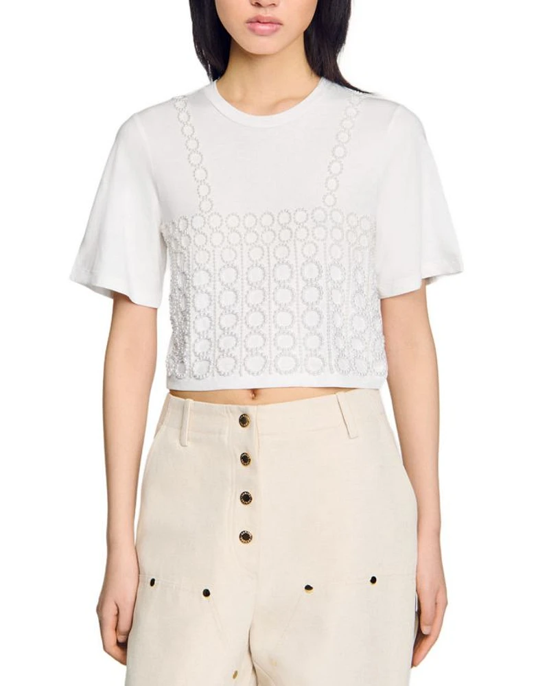 Beaded Cropped Tee