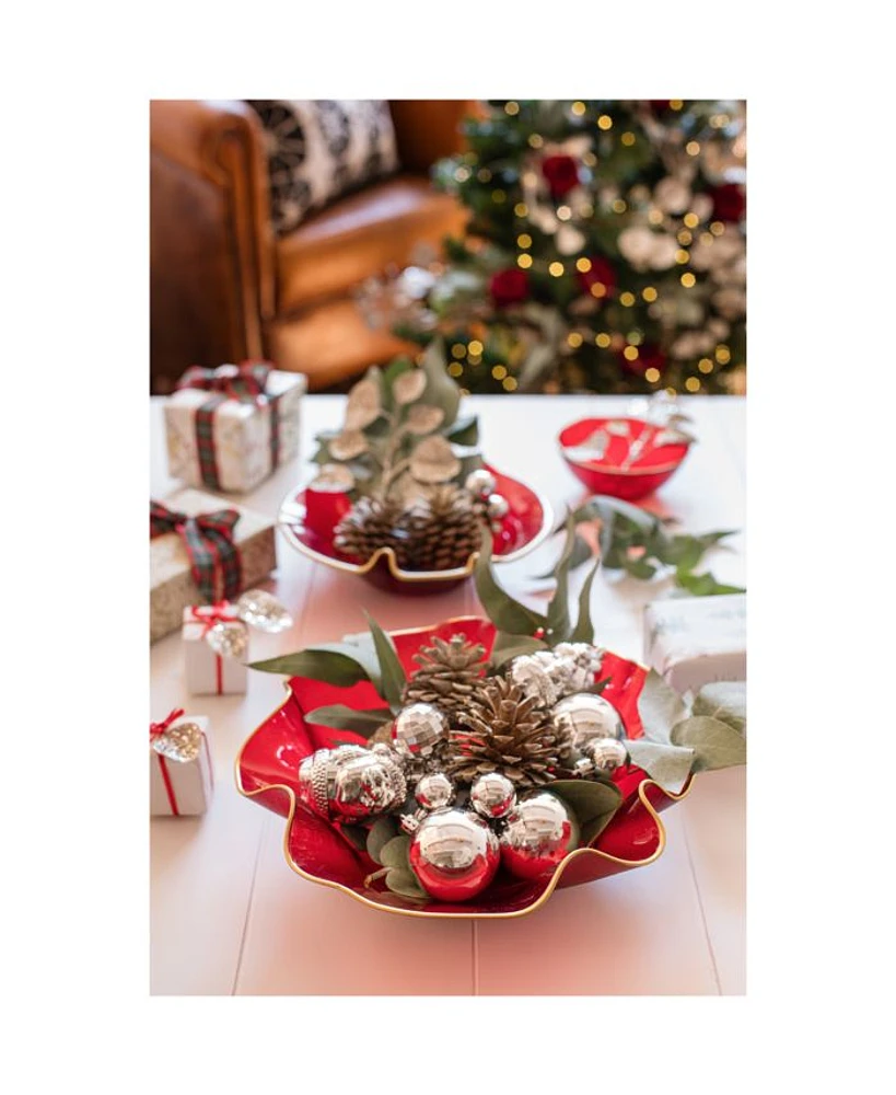 Holiday Glass Small Ruffled Bowl