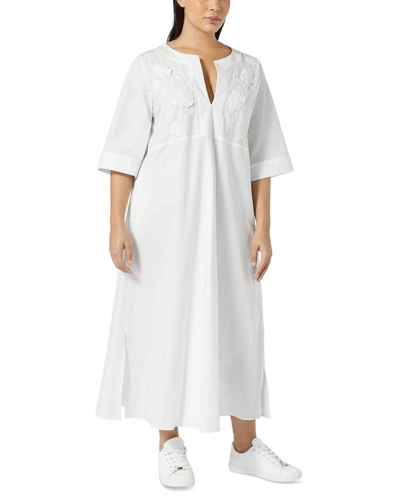 Uscita Opossum Embroidered Split V Neck Dress