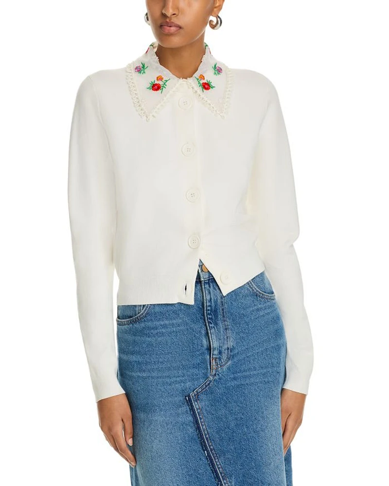Embroidered Collar Cardigan