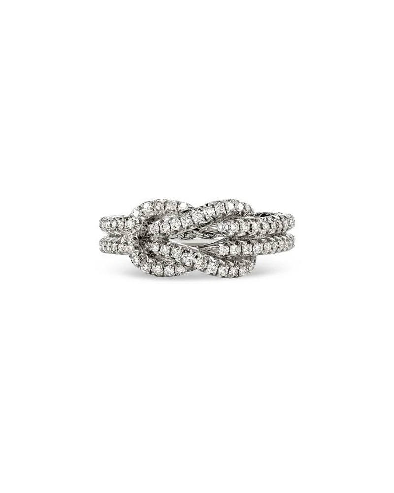 Sterling Silver Love Knot Diamond Ring