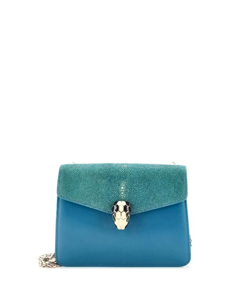 Serpenti Forever Square Shoulder Bag Leather and Stingray