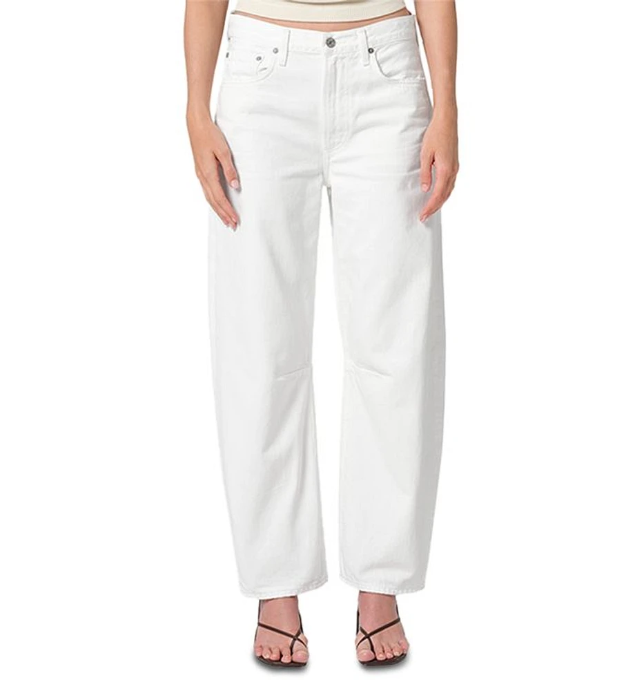 Miro High Rise Ankle Barrel Jeans Soft White