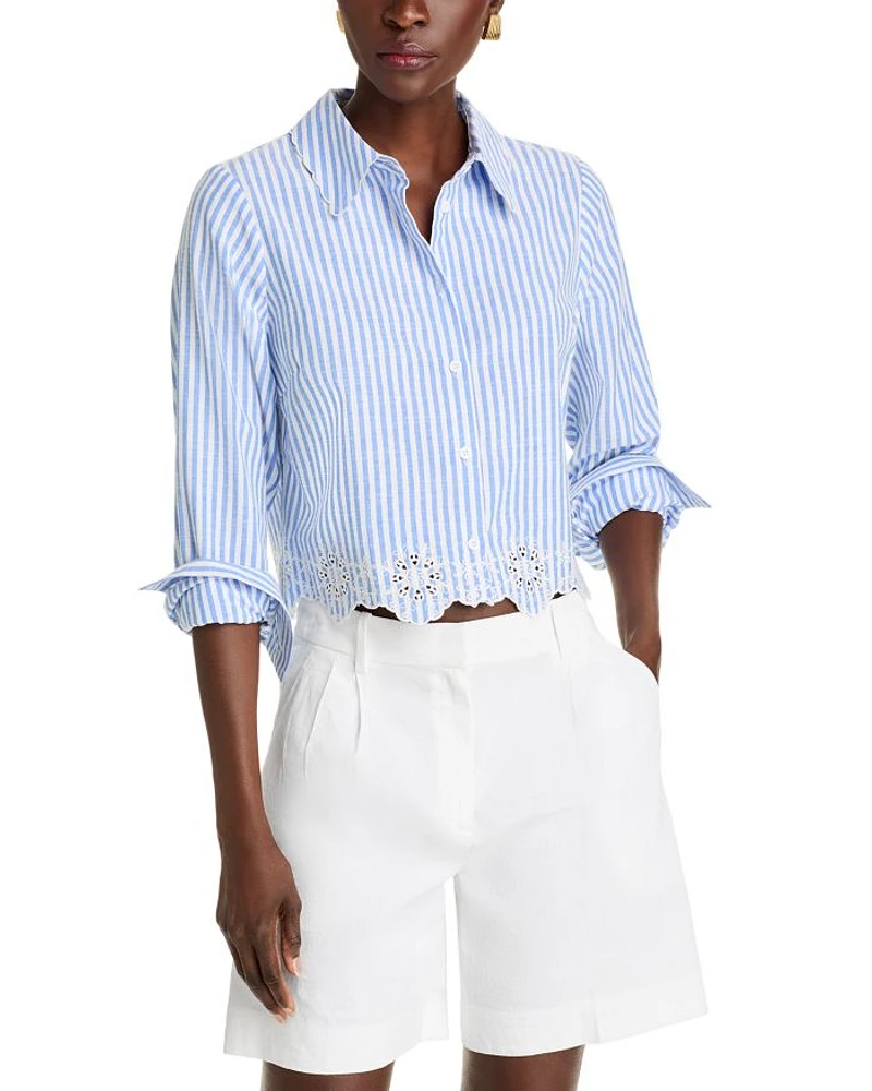 Eyelet Stripe Poplin Button Down Shirt - Exclusive