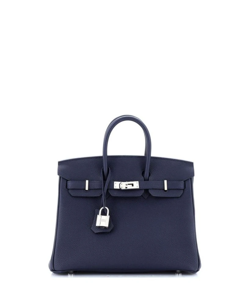 Birkin 25 Handbag Blue Togo with Palladium Hardware