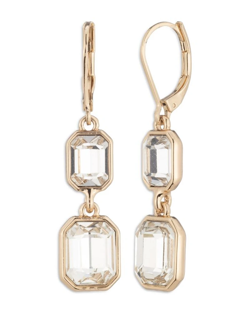 Stone Double Drop Earring, 1.75"L