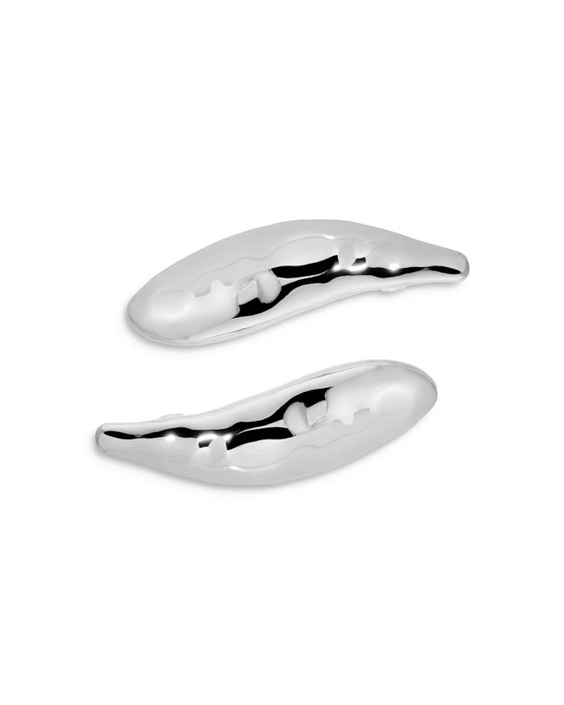 Liquid Lux Hair Barrettes in Silver Tone, Set of 2