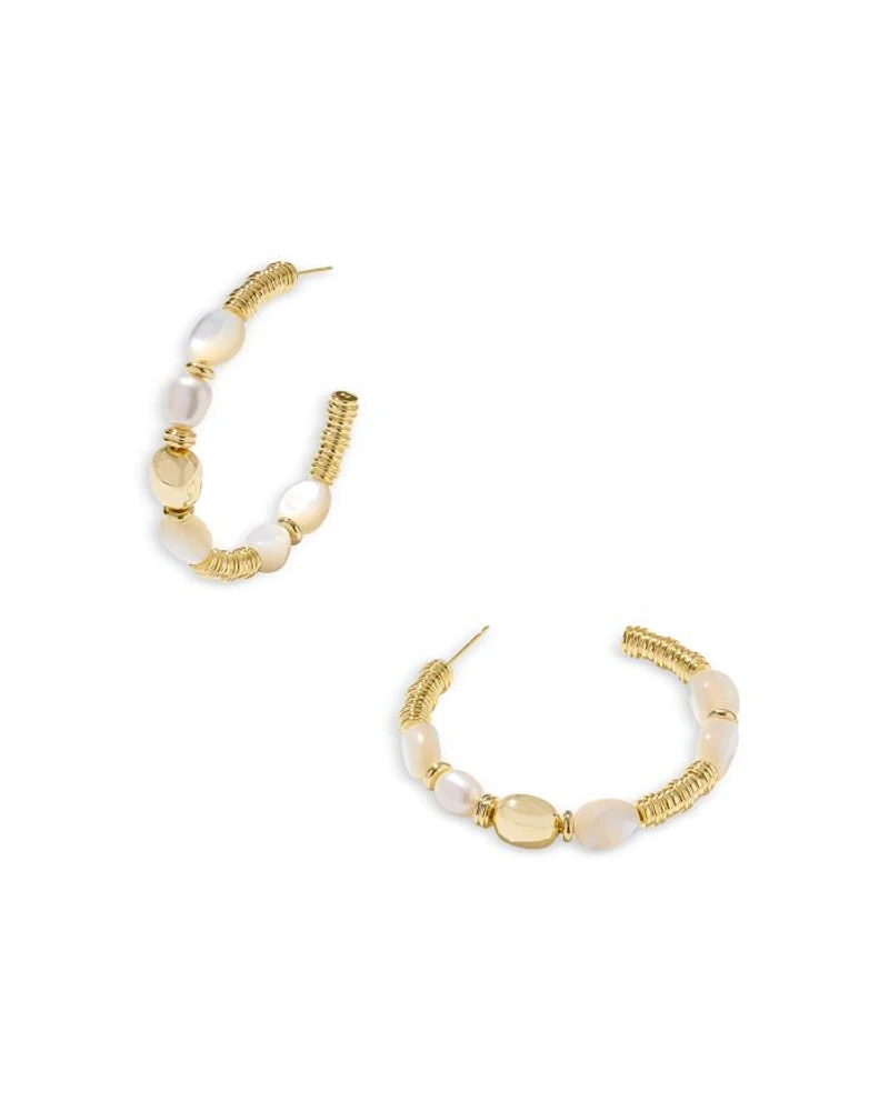 Melody Mother Of Pearl & Cultured Freshwater Pearl Hoop Earrings