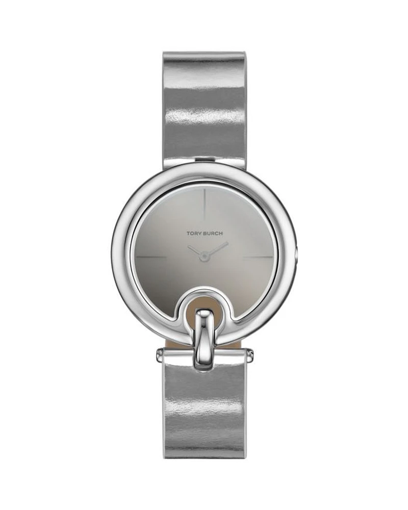 The Pierced Two Hand Silver Tone Stainless Steel Watch, 36mm