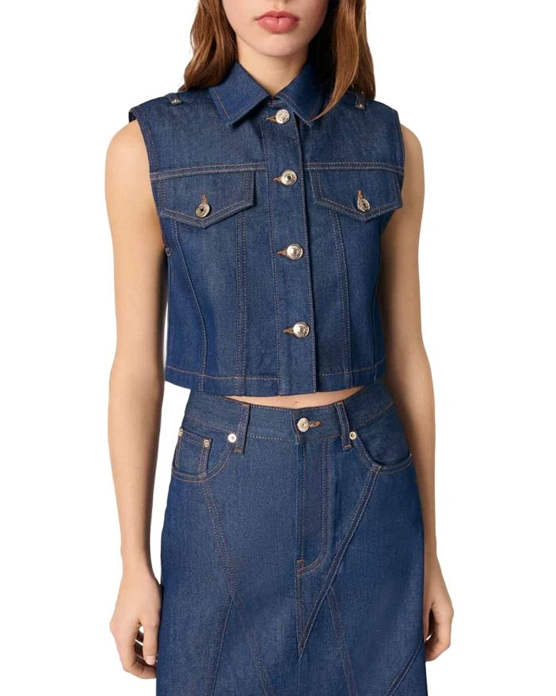 Denim Cropped Vest