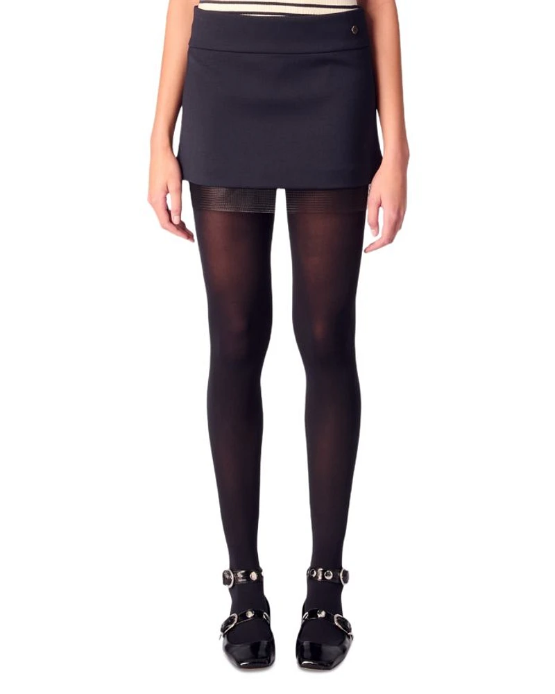 Tulle Trim Wool Blend Skirt
