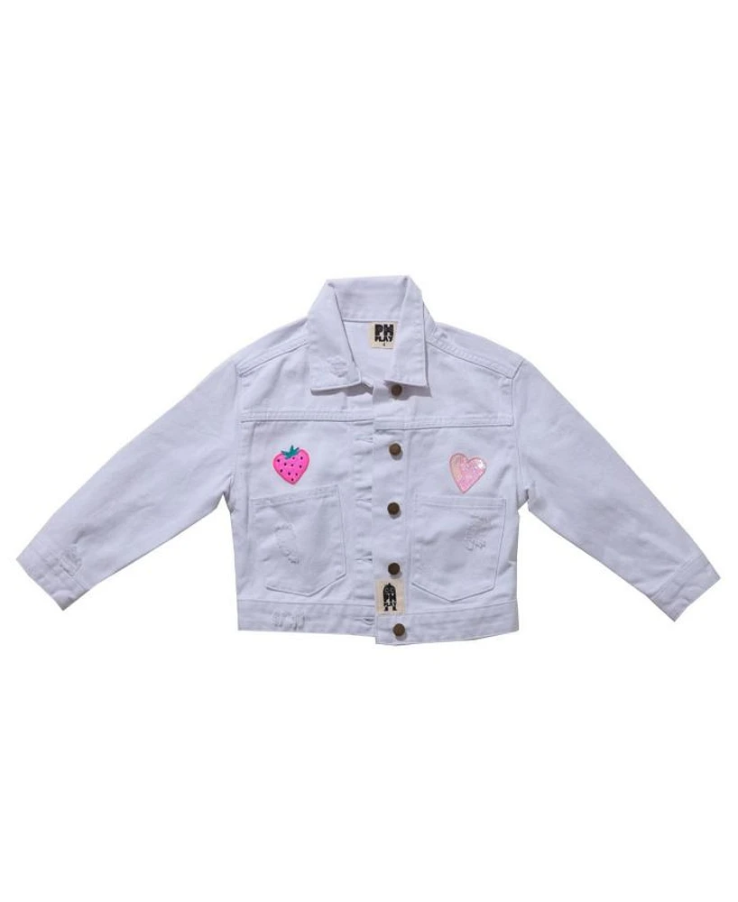 Girls' Patched Denim Jacket- Little Kid, Big Kid