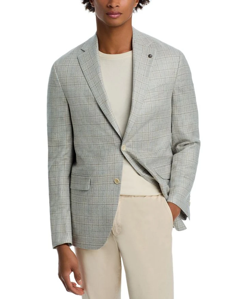 Silk & Wool Plaid Regular Fit Sport Coat